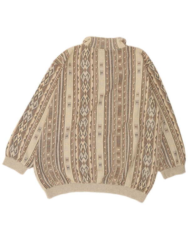 Vintage muška majica s izrezom s patentnim zatvaračem 2XL raznobojni geometrijski pamuk