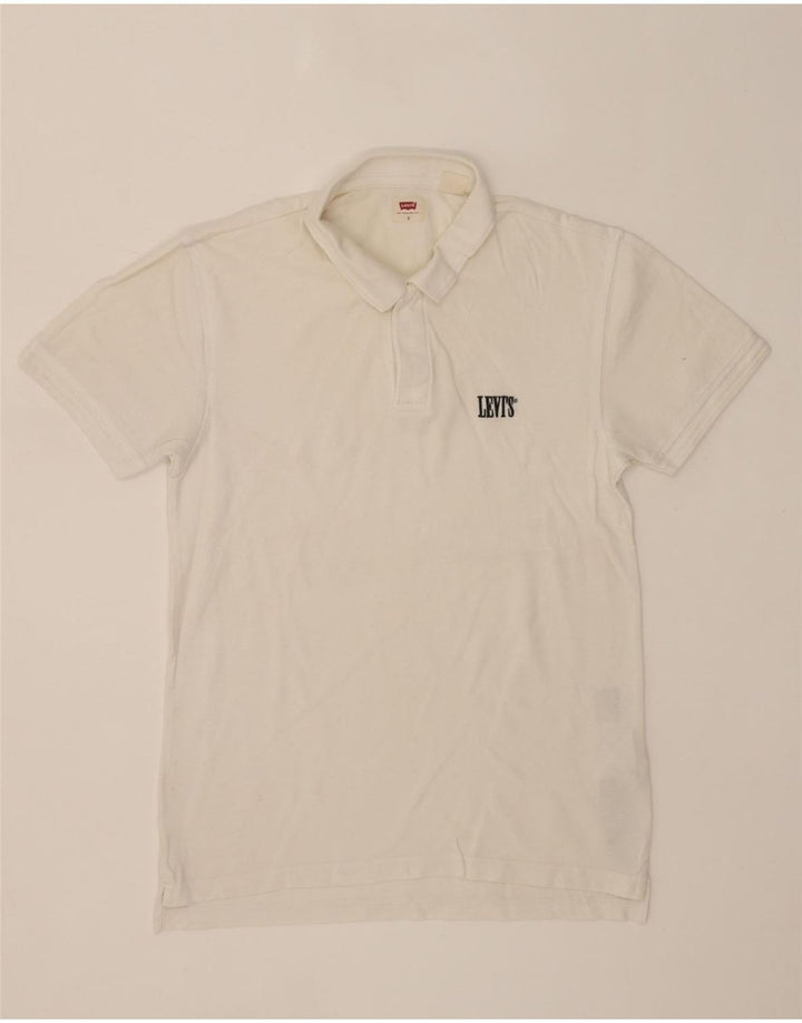 LEVI'S Mens Polo Shirt Small White Cotton Vintage Levi's and Second-Hand Levi's from Messina Hembry 