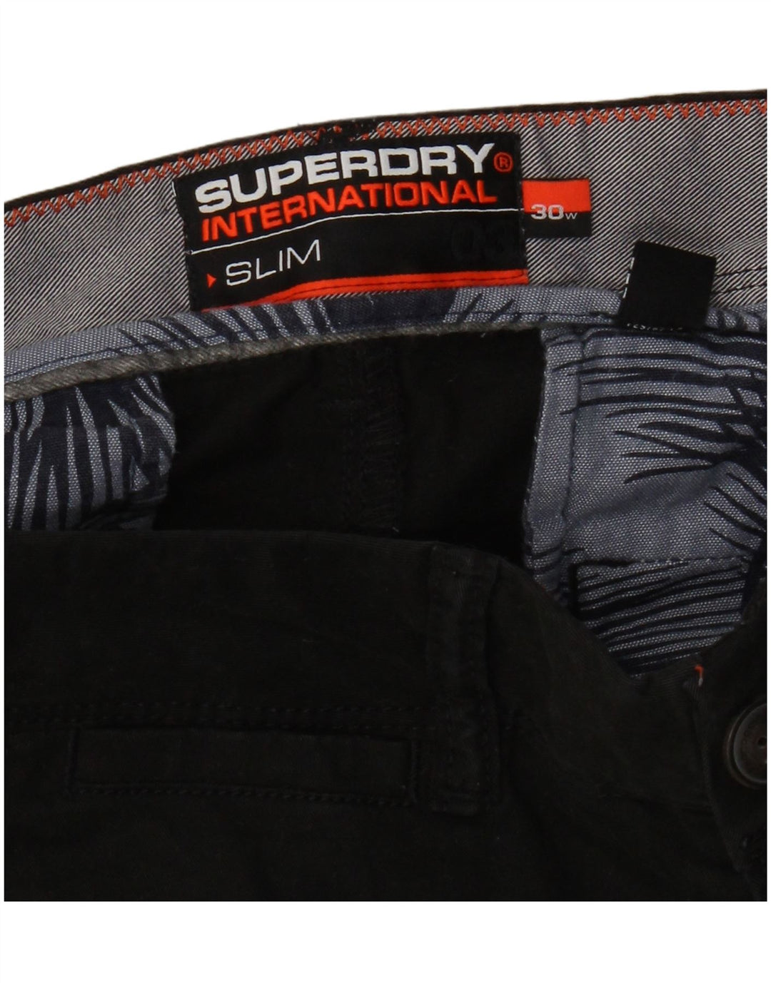 Superdry muške uske chino kratke hlače W30 Srednje crni pamuk