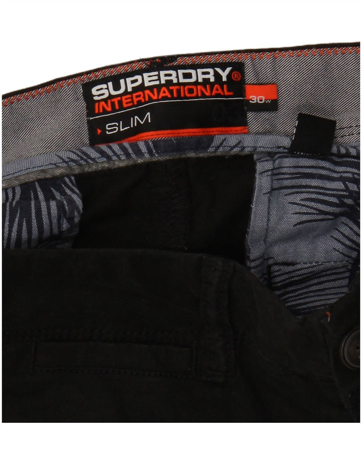 Superdry muške uske chino kratke hlače W30 Srednje crni pamuk