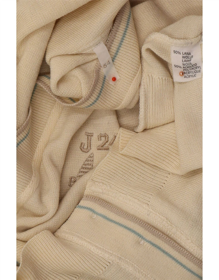 VINTAGE Mens Cardigan Sweater IT 54 XL Beige Wool