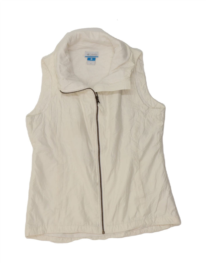 COLUMBIA Womens Gilet UK 12 Medium White Polyester Vintage Columbia and Second-Hand Columbia from Messina Hembry 