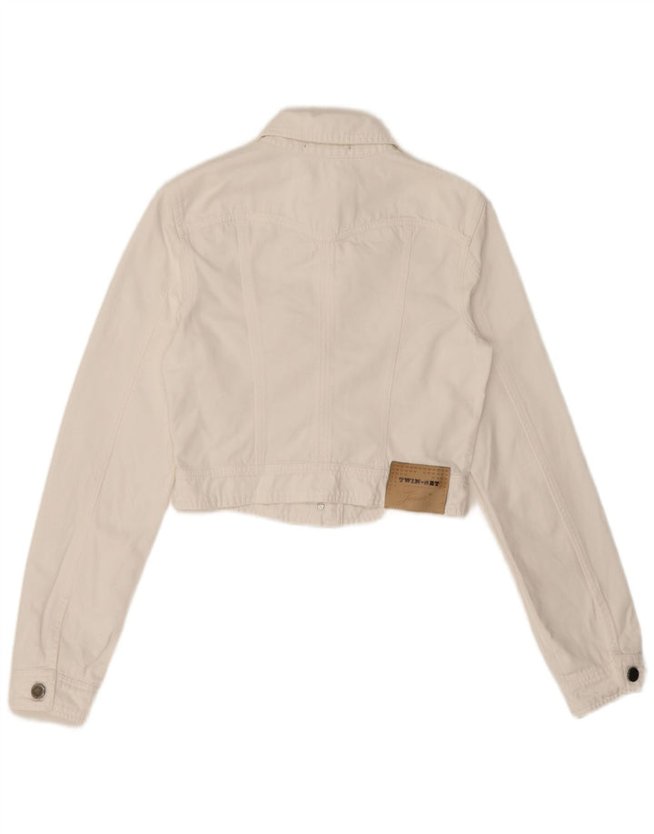 Dvostruki set ženske kratke traper jakne UK 12 srednje bijele boje