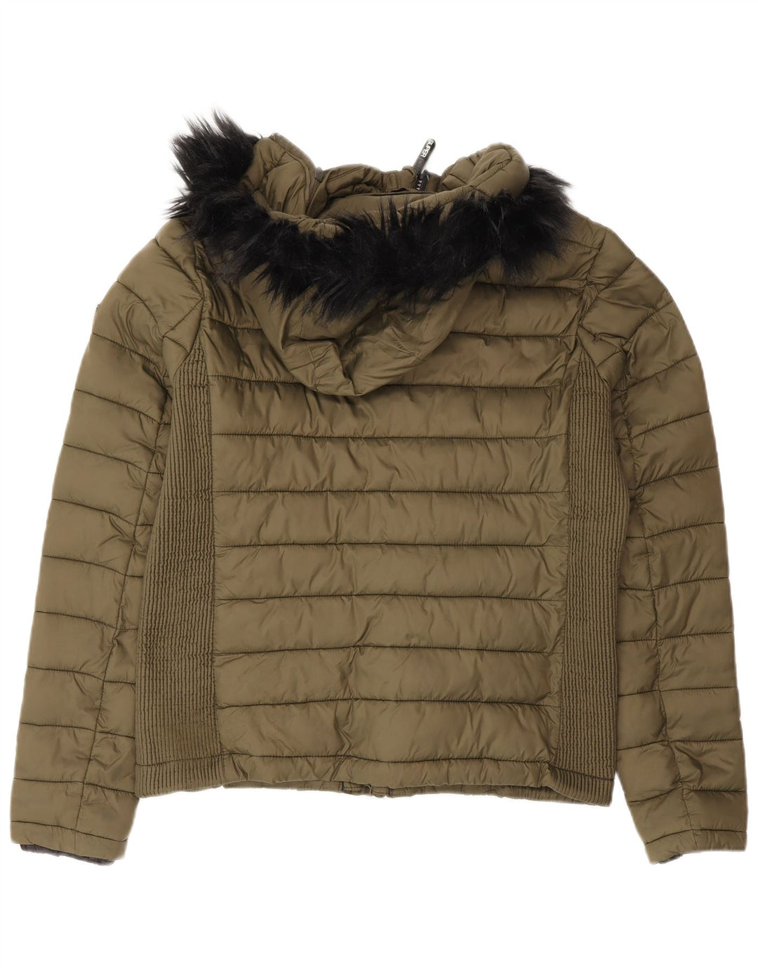 Superdry ženska podstavljena jakna s kapuljačom UK 14 Veliki zeleni najlon