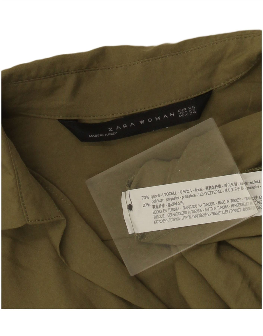 Zara ženska prevelika majica s 3/4 rukavima UK 6 XS kaki liocel