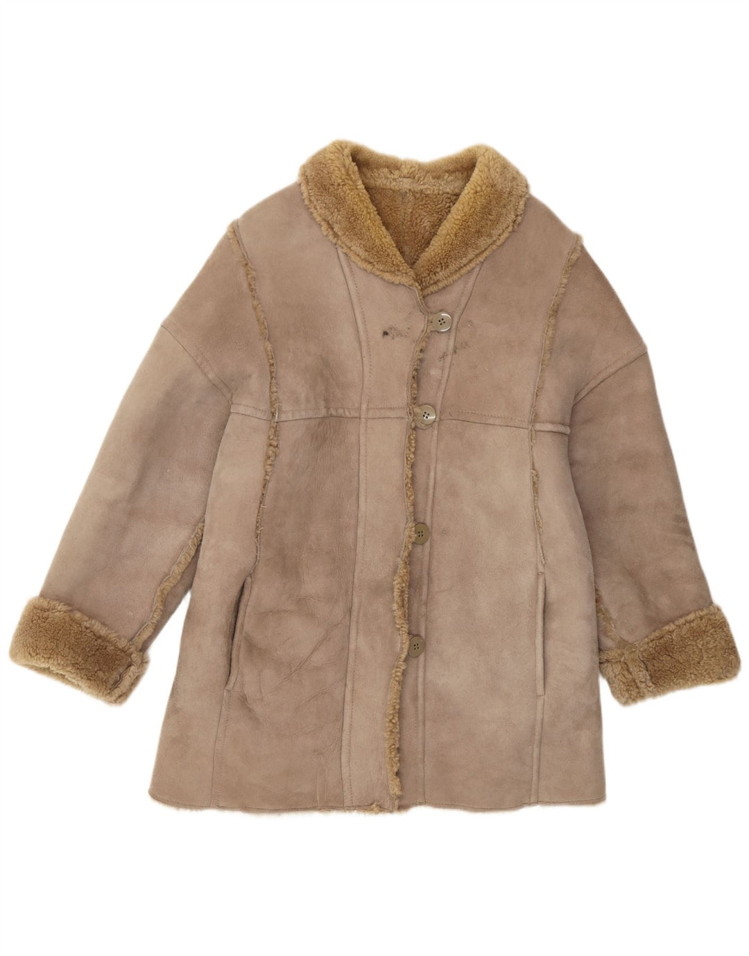 Vintage ženski kaput od šišmiša IT 42 Srednje bež ovčice