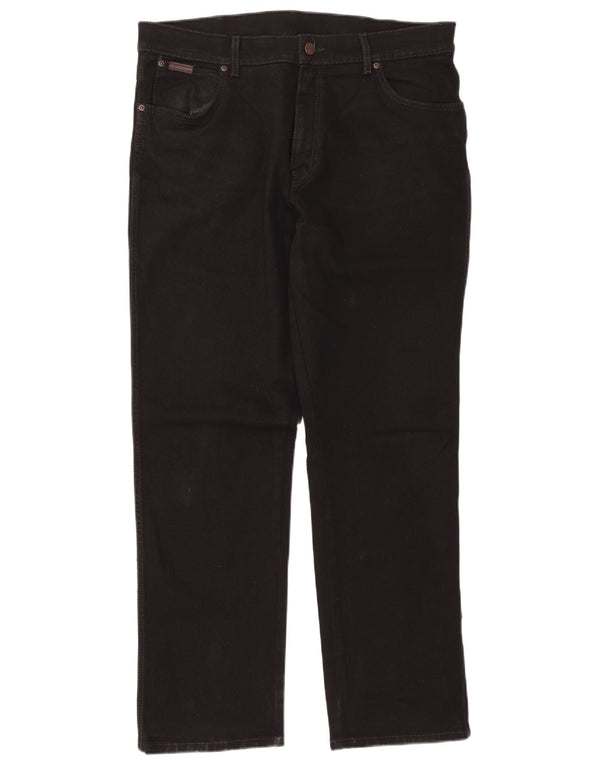 WRANGLER Muške rastezljive ravne traperice Texas W38 L32 crni pamuk