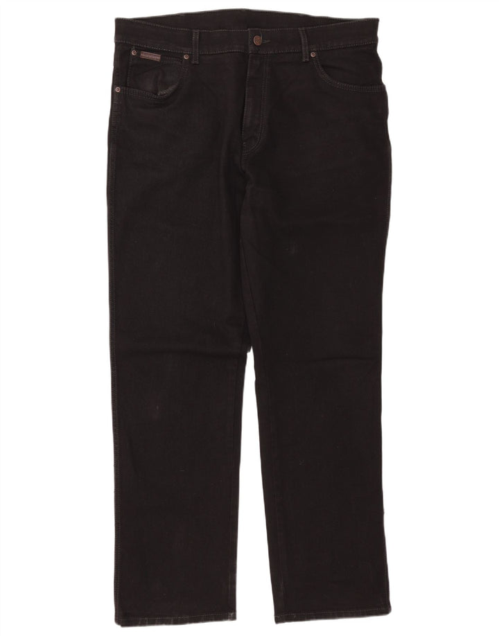 WRANGLER Muške rastezljive ravne traperice Texas W38 L32 crni pamuk