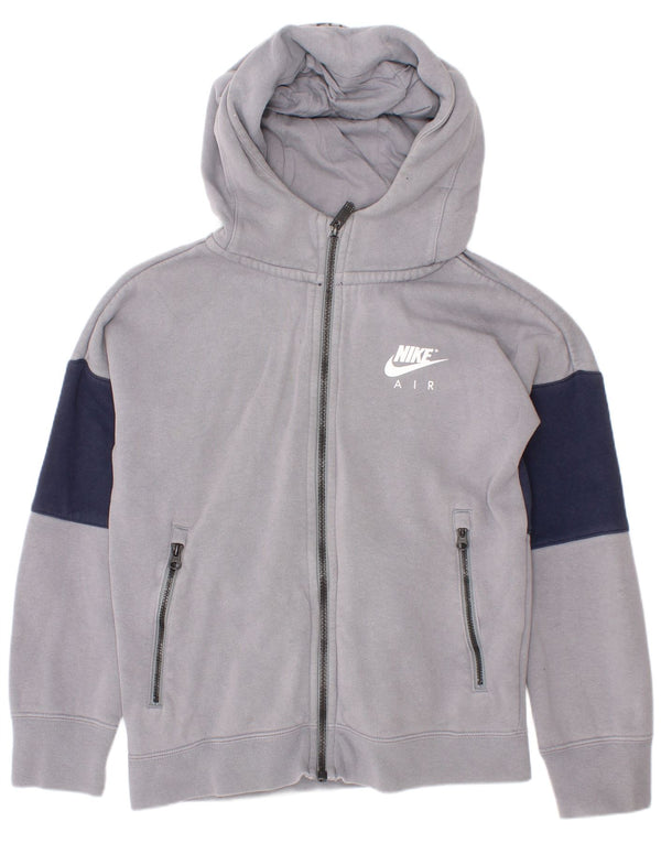Nike Dječački pulover s kapuljačom s patentnim zatvaračem 8-9 godina, mali, sivi, pamučni sportski