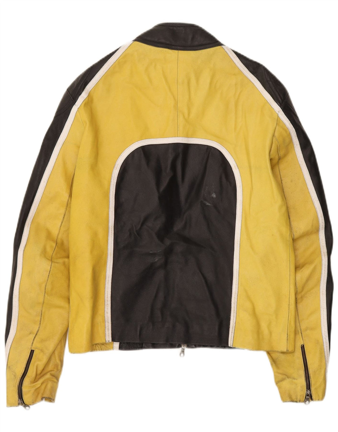 VINTAGE muška kožna trkaća jakna IT 48 Srednje crna koža u boji