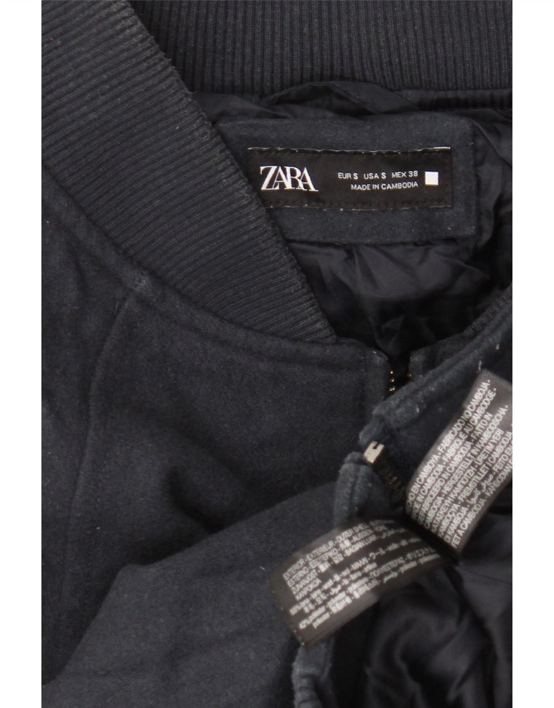 Zara muška bomber jakna širokog kroja UK 36 Mala tamnoplava vuna