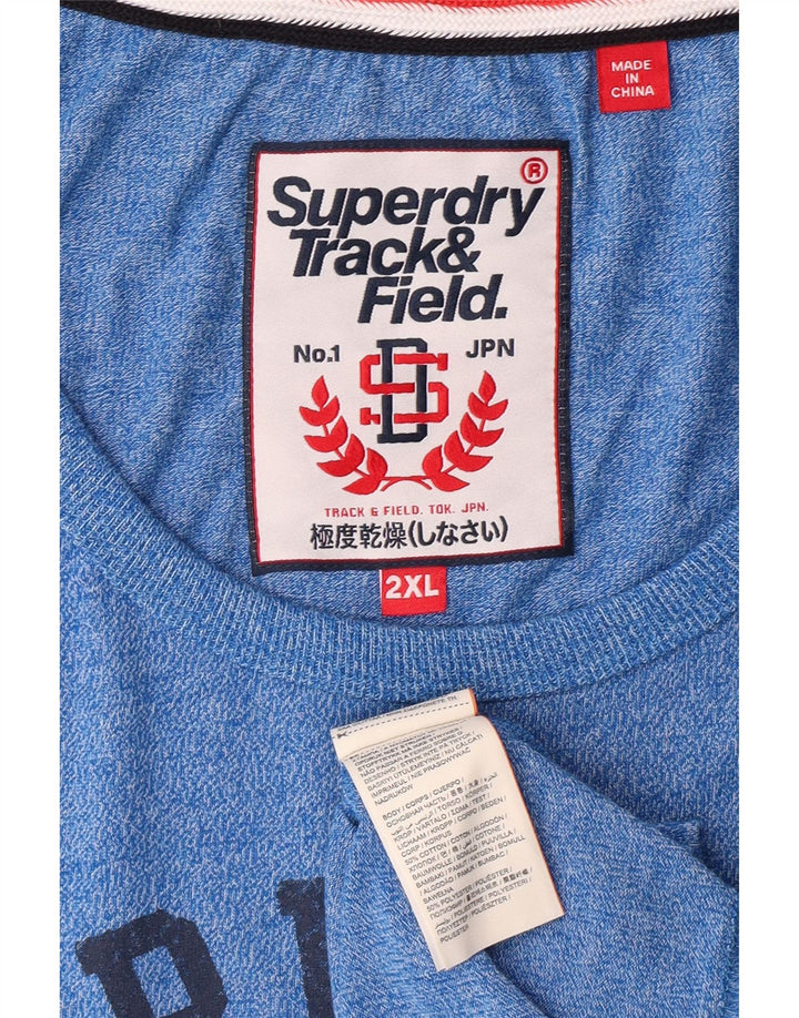 SUPERDRY muški grafički prsluk 2XL plavi pamuk