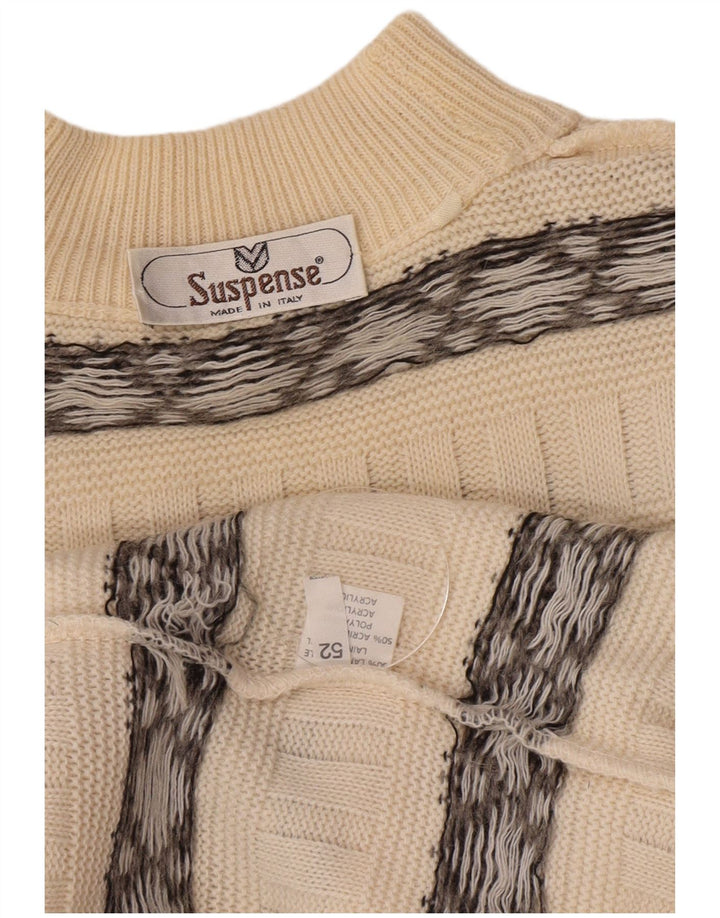 Suspense muški džemper s kornjačinim ovratnikom IT 52 Large Off White prugasti vuneni