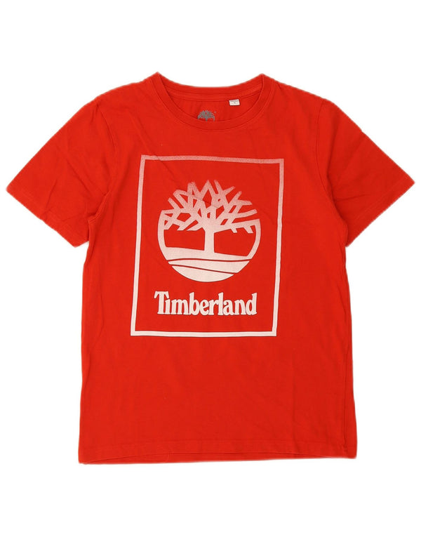 Timberland Boys Regular Graphic T-Shirt Top 13-14 Years Red Pamuk