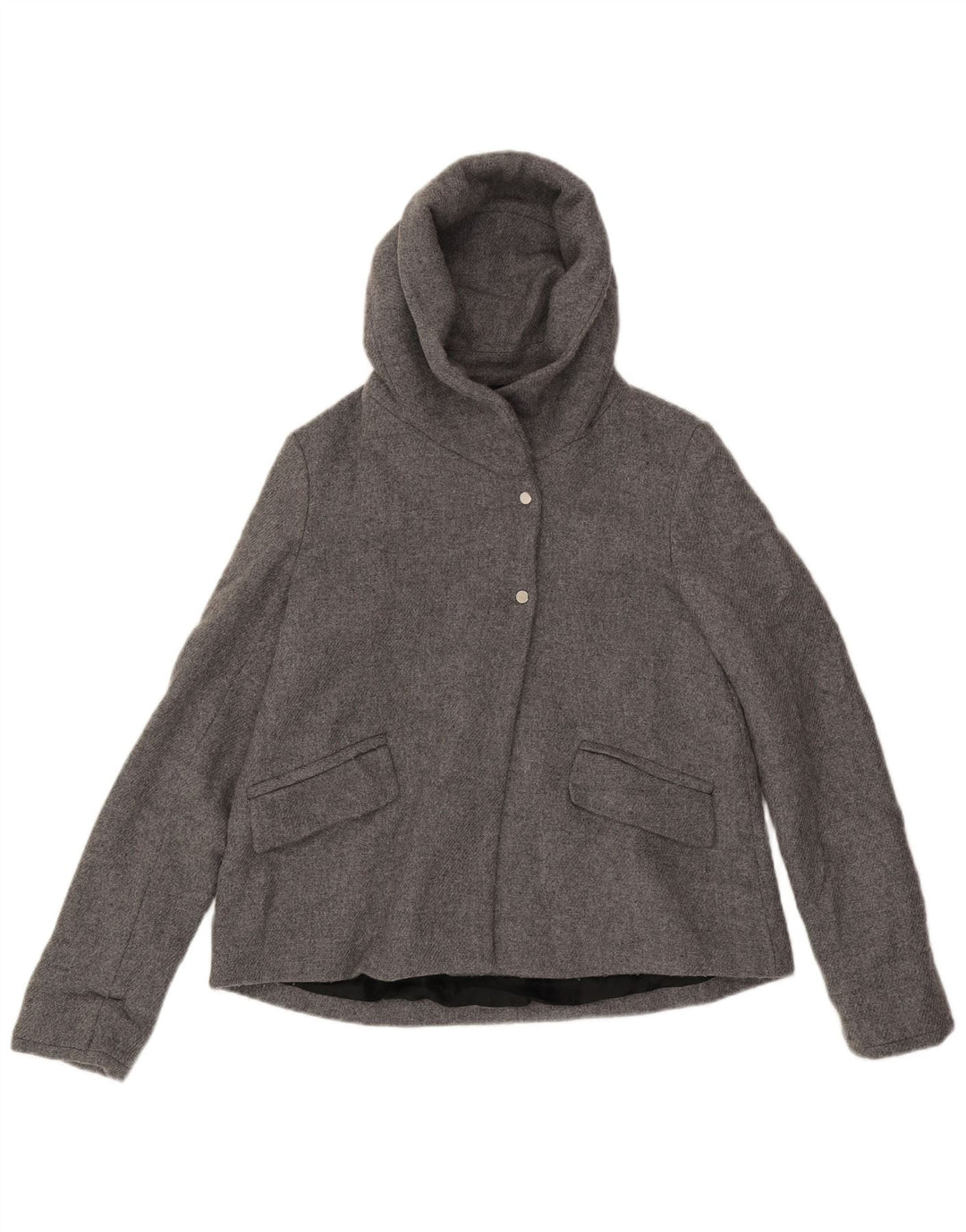 Zara ženska bomber jakna s kapuljačom UK 10 Mala siva vunena