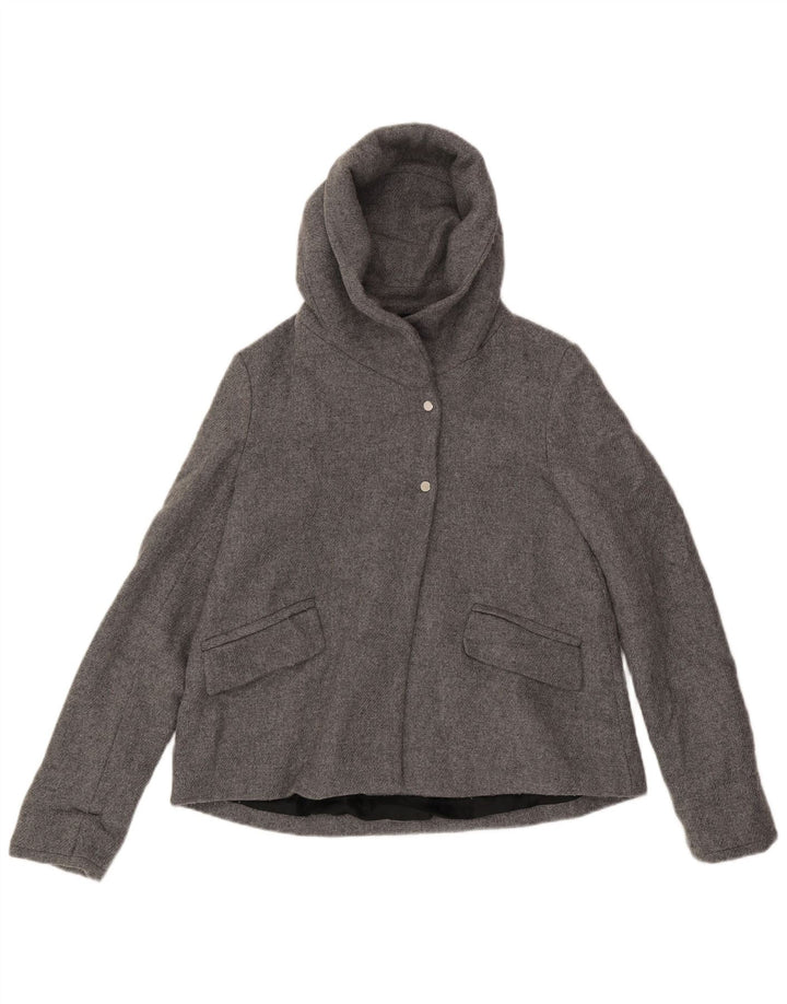 Zara ženska bomber jakna s kapuljačom UK 10 Mala siva vunena