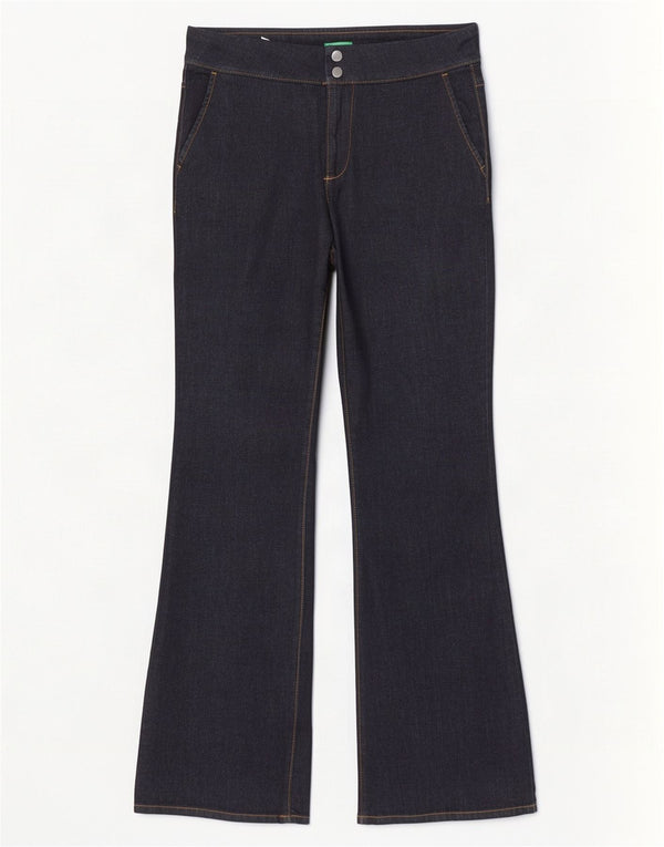 Ženske traperice Benetton Bootcut UK 12 srednje W32 L34 tamnoplavi pamuk