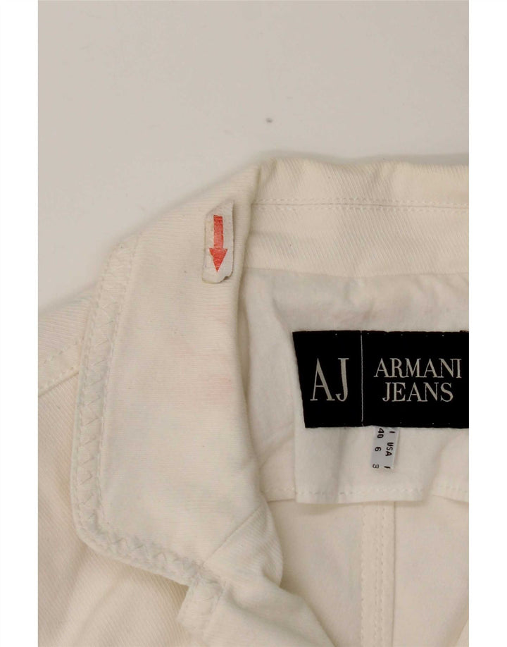 Armani Jeans Ženska jakna s 3 gumba UK 10 Mali bijeli pamuk
