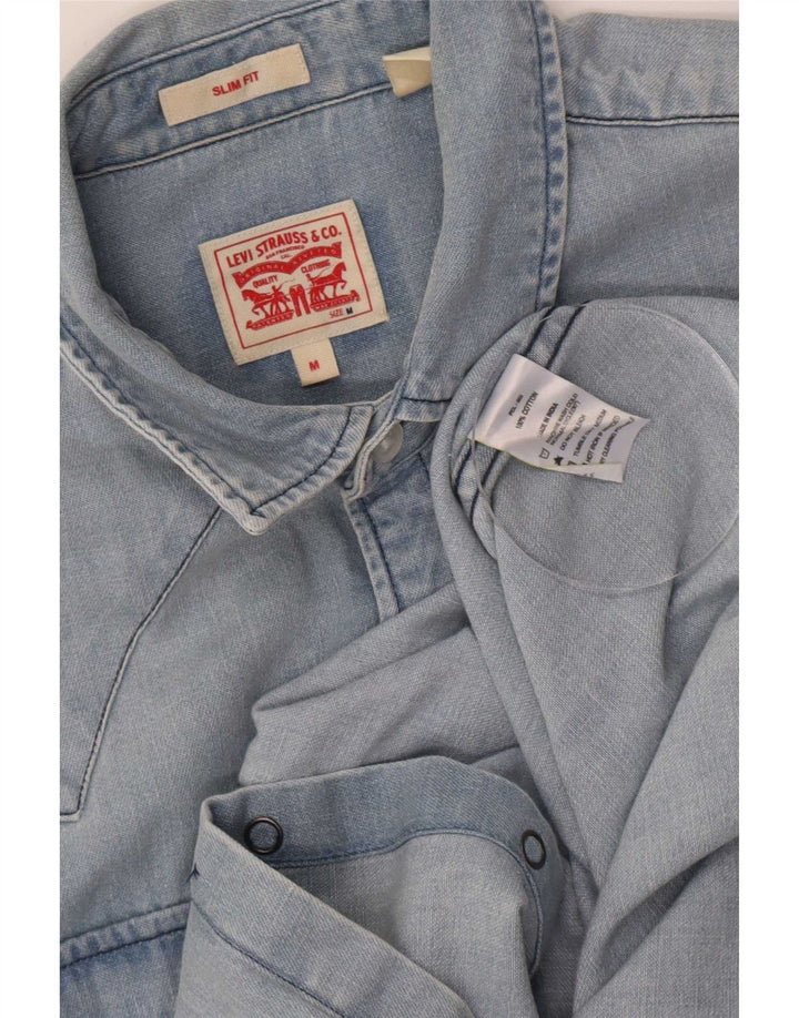 Levi's muška uska traper košulja srednje plave boje pamuka