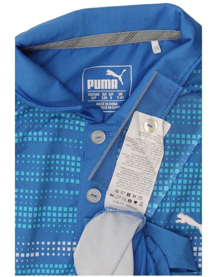 PUMA polo majica za dječake 7-8 godina, plavi geometrijski poliester