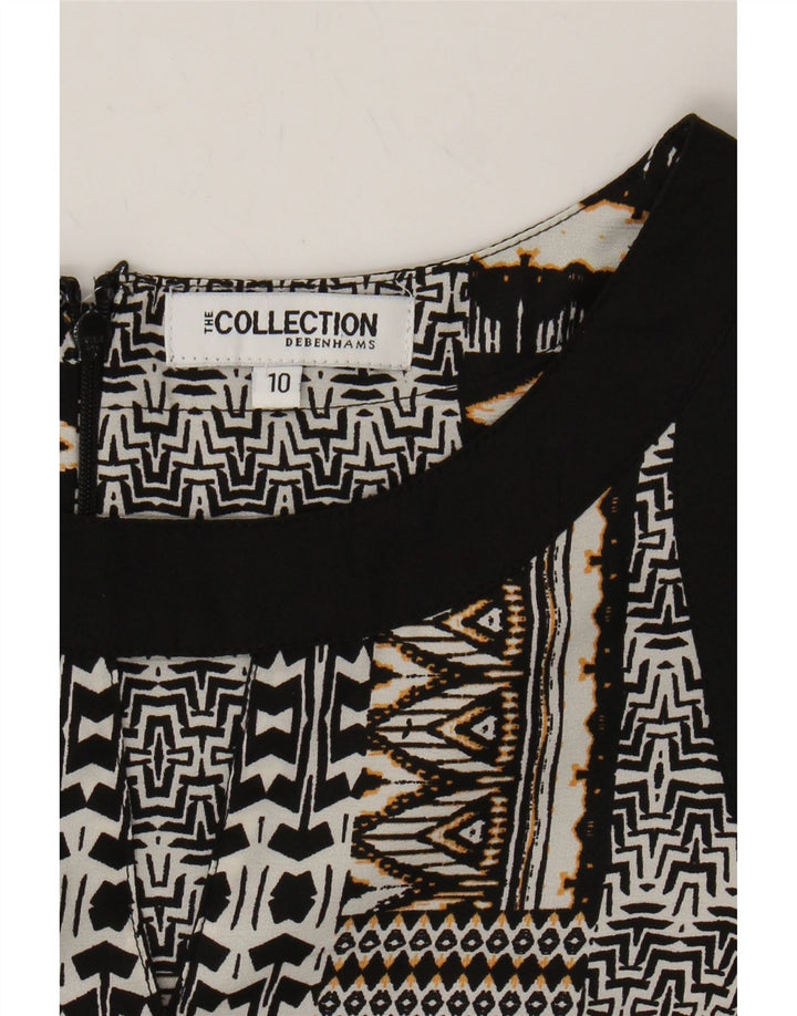 DEBENHAMS Womens Abstract Pattern Sheath Dress UK 10 Small Black Vintage Debenhams and Second-Hand Debenhams from Messina Hembry 