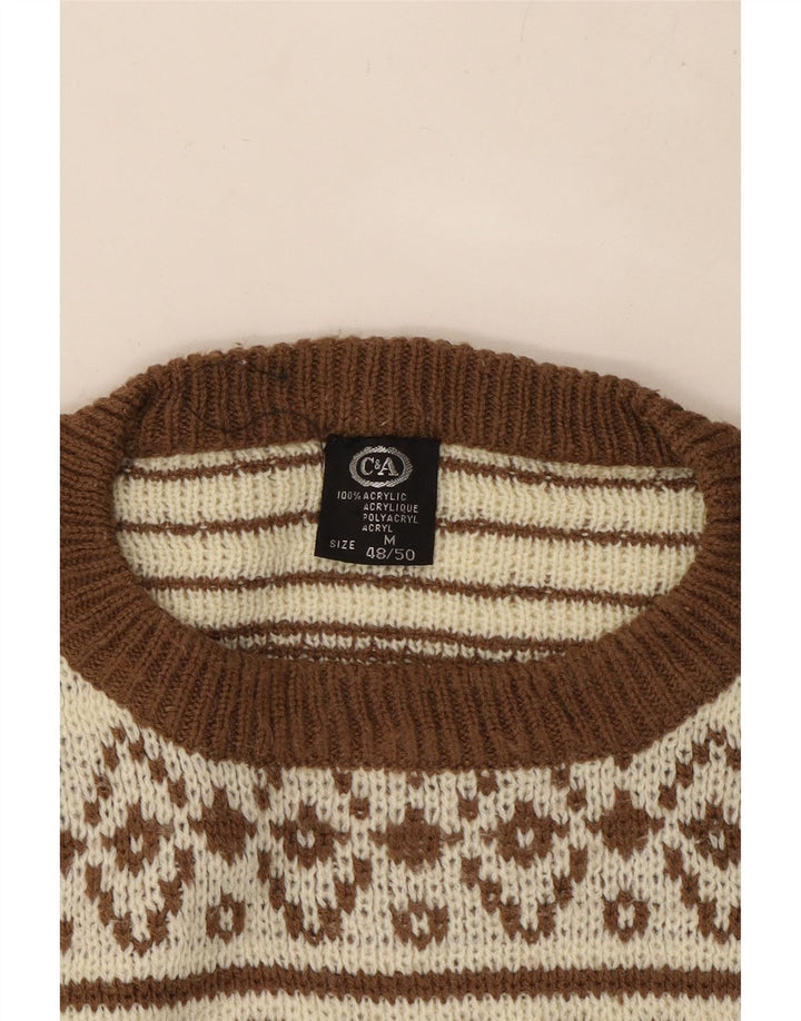 C & A muški džemper s okruglim izrezom IT 48/50 Medium Beige Fair Isle