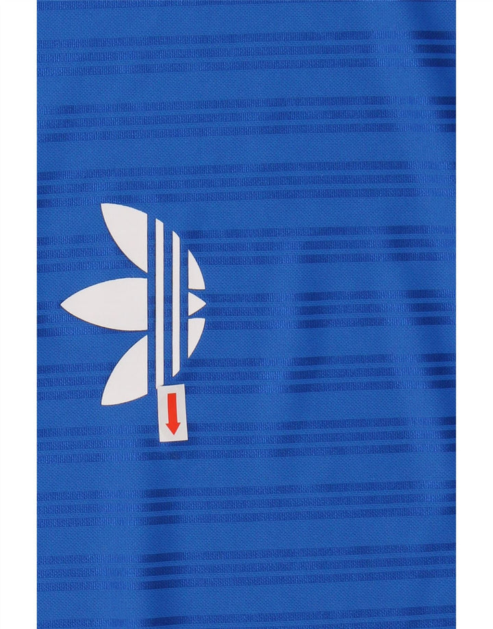 ADIDAS muška grafička majica kratkih rukava srednje veličine s plavim prugama od poliestera