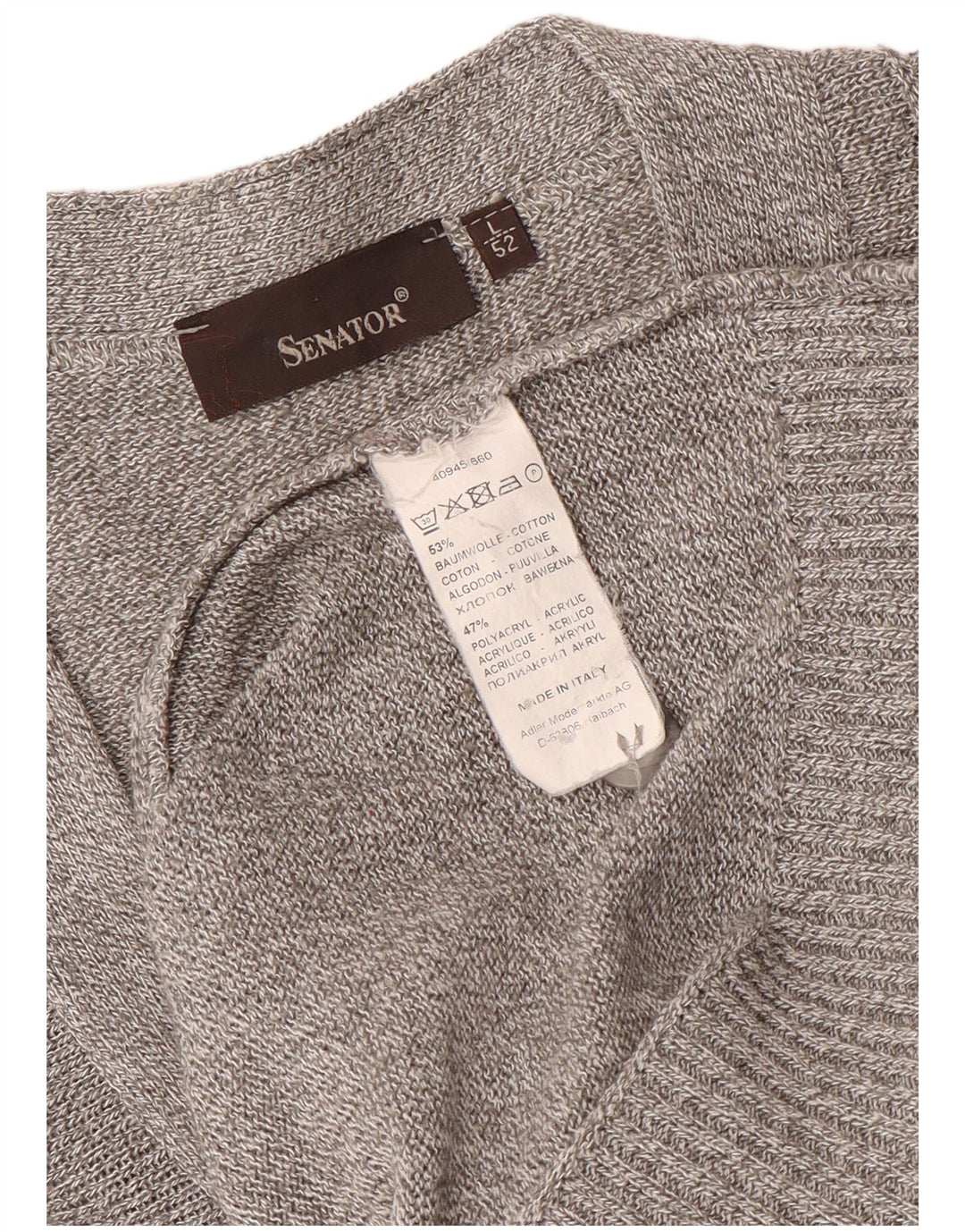 Senator muški kardigan pulover IT 52 Pamuk s velikim sivim prugama