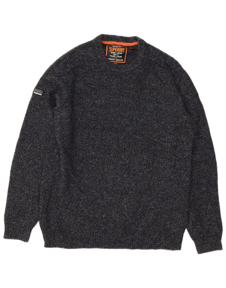 Superdry muški džemper s okruglim izrezom, veliki sivi vuneni džemper