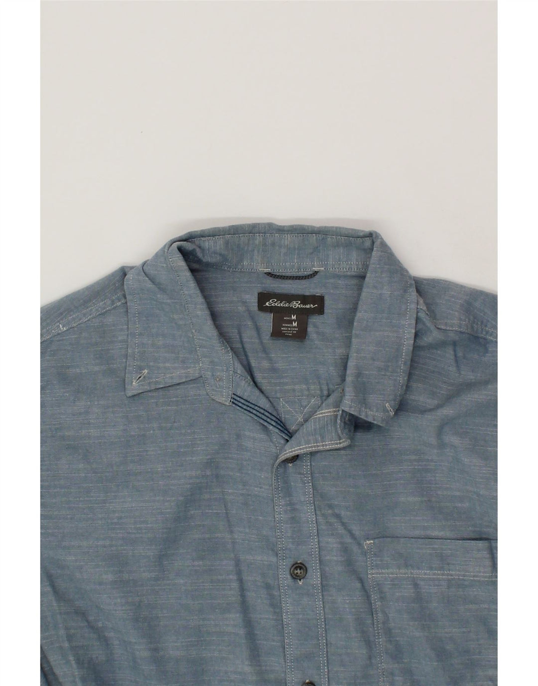EDDIE BAUER Mens Short Sleeve Shirt Medium Blue Vintage Eddie Bauer and Second-Hand Eddie Bauer from Messina Hembry 
