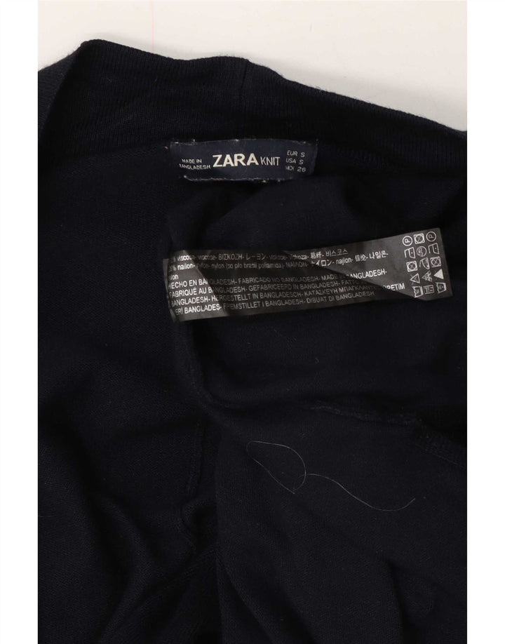 Zara ženski prekomjerni dugi otvoreni kardigan pulover UK 10 Mali tamnoplavi