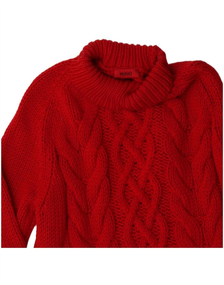 HUGO BOSS Ženski džemper s kornjačevim ovratnikom UK 16 Veliki crveni vuneni