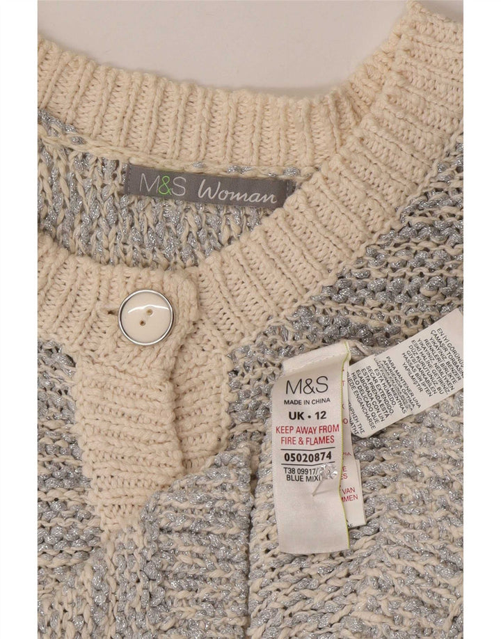 Marks & Spencer ženski kardigan pulover UK 12 srednje srebrne mrlje