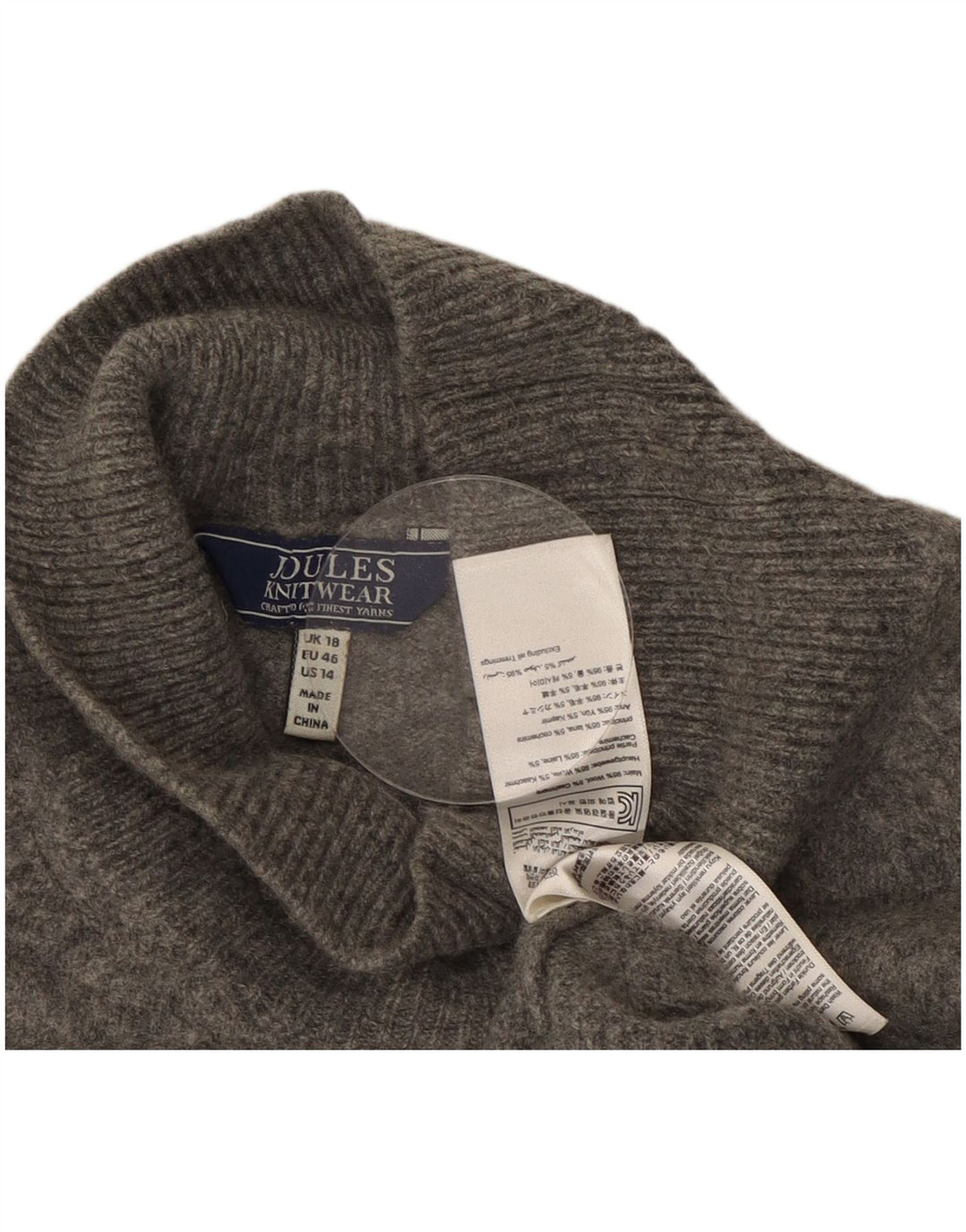 JOULES Ženski preveliki džemper s kornjačastim ovratnikom UK 18 XL Siva vunena