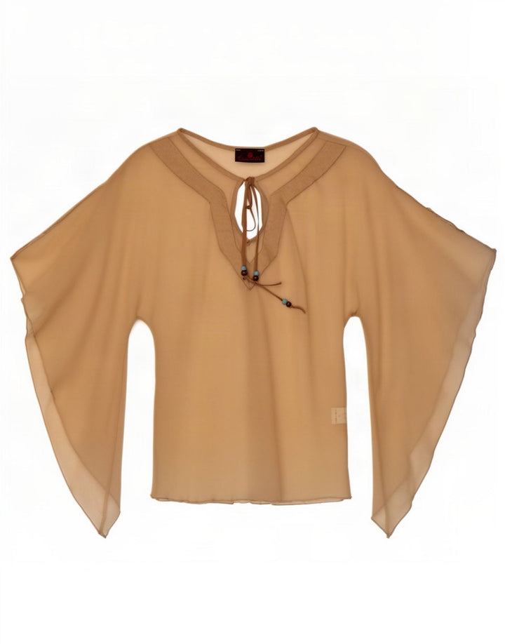 Escandelle Ženska prozirna majica s krilima šišmiša UK 12 Medium Beige Poliester