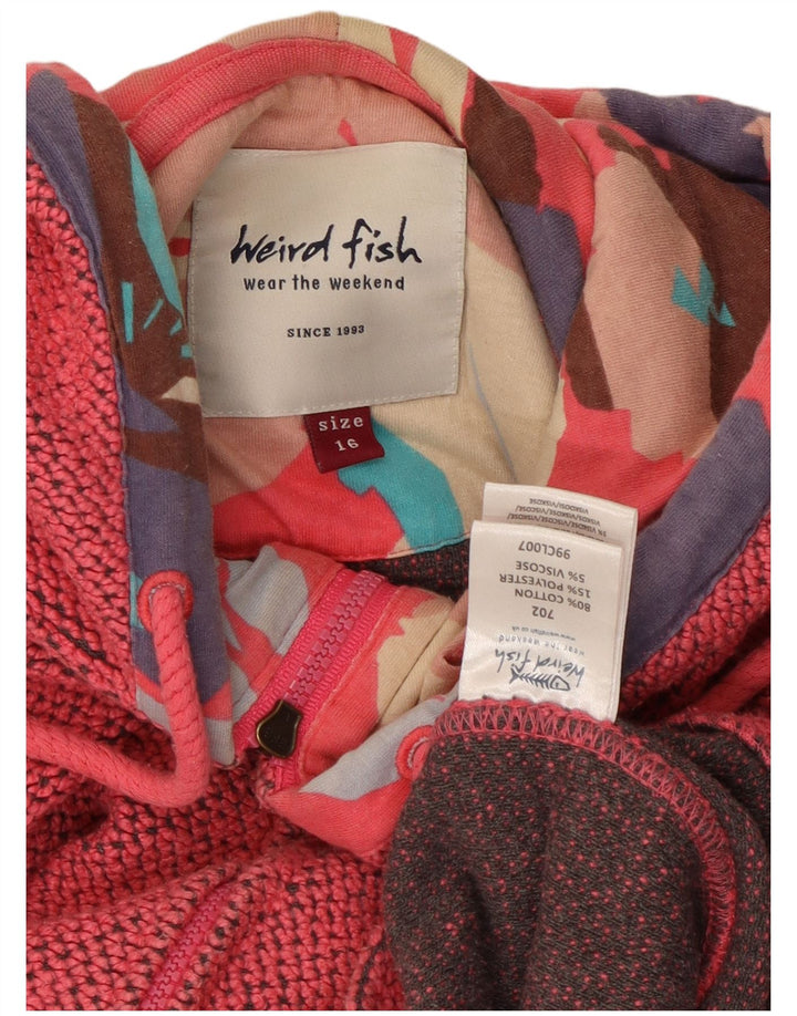 WEIRD FISH Ženski pulover s kapuljačom s patentnim zatvaračem UK 16 Veliki ružičasti pamuk