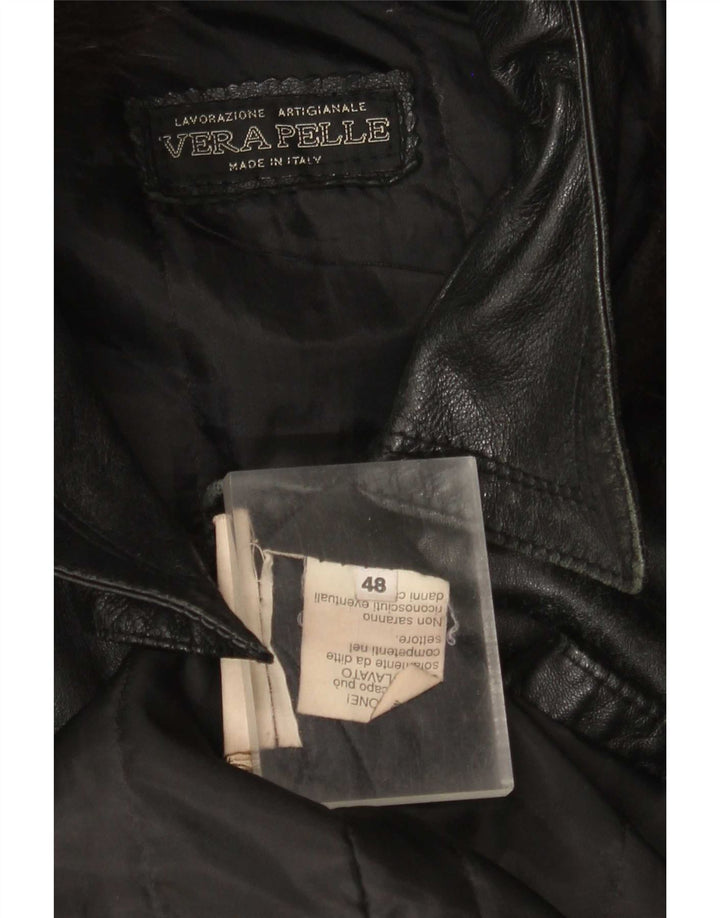 Vintage ženski kožni kaput s kapuljačom IT 48 XL crni