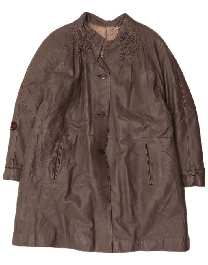Vintage ženski kožni kaput IT 48 XL sivi