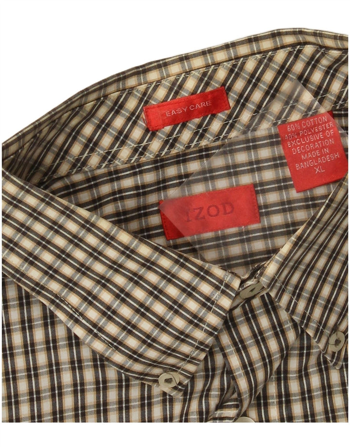 Izod muška majica za jednostavno održavanje XL bež pamuk od ginghama