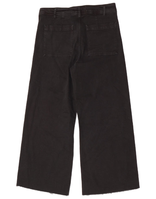 ZARA ženske traperice širokih nogavica visokog struka EU 44 XL W34 L28 crni pamuk