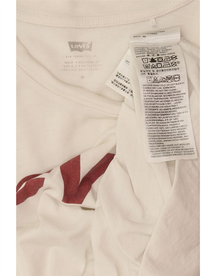 LEVI'S Womens Graphic T-Shirt Top UK 14 Medium White Cotton Vintage Levi's and Second-Hand Levi's from Messina Hembry 