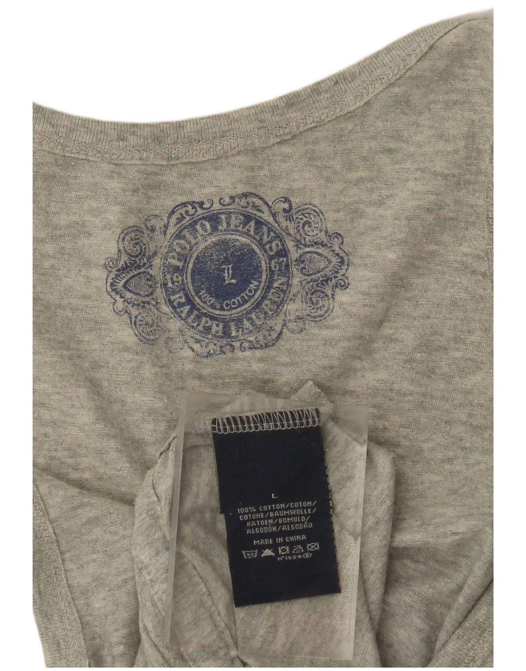 POLO RALPH LAUREN Ženski grafički prsluk UK 14 Veliki sivi pamuk