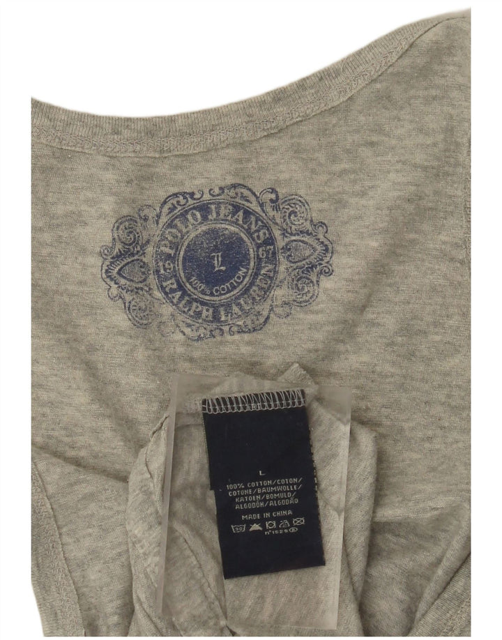 POLO RALPH LAUREN Ženski grafički prsluk UK 14 Veliki sivi pamuk