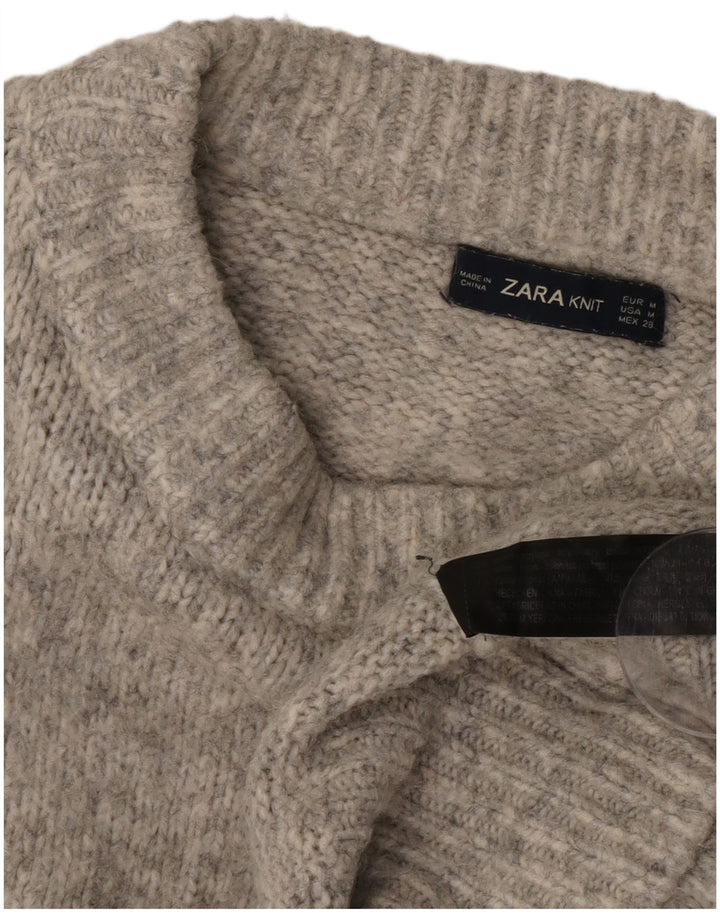 Zara ženski pulover s okruglim izrezom UK 14 srednje sivo s pjegama