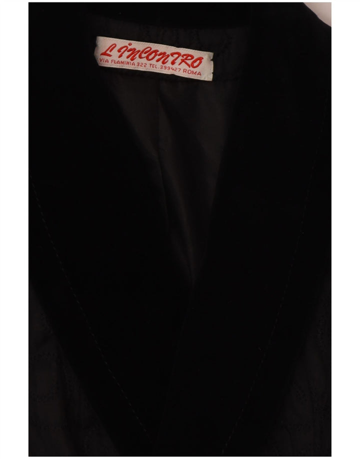 VINTAGE ženski sako s dvostrukim kopčanjem UK 14 Srednje crni paisley