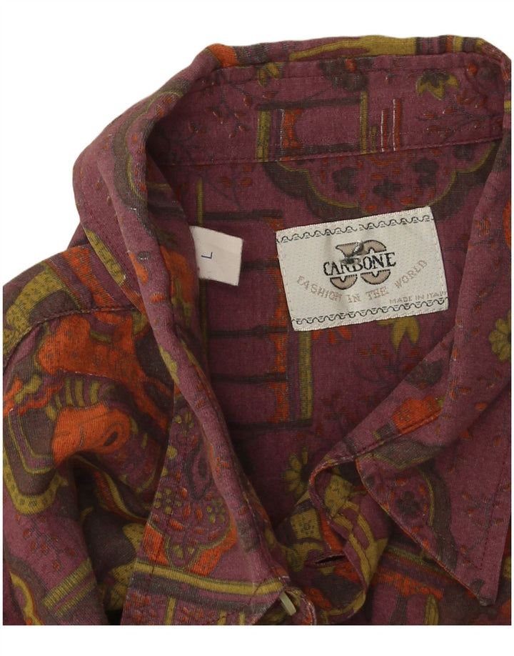 Vintage muška košulja s apstraktnim uzorkom, velika ljubičasta viskoza