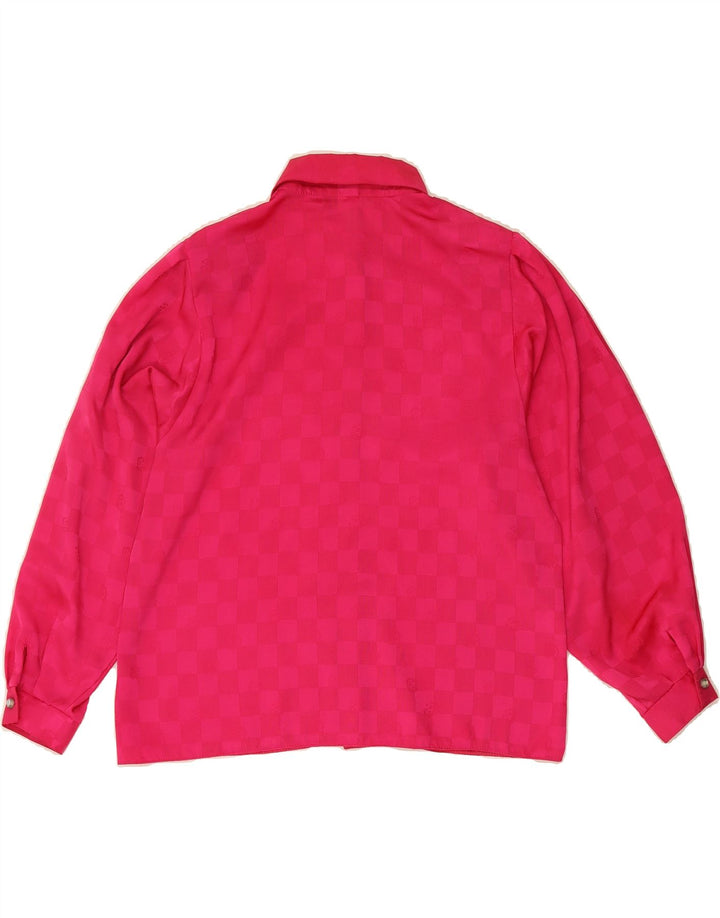 VINTAGE Womens Shirt Blouse UK 14 Large Pink Geometric Polyester Vintage Vintage and Second-Hand Vintage from Messina Hembry 