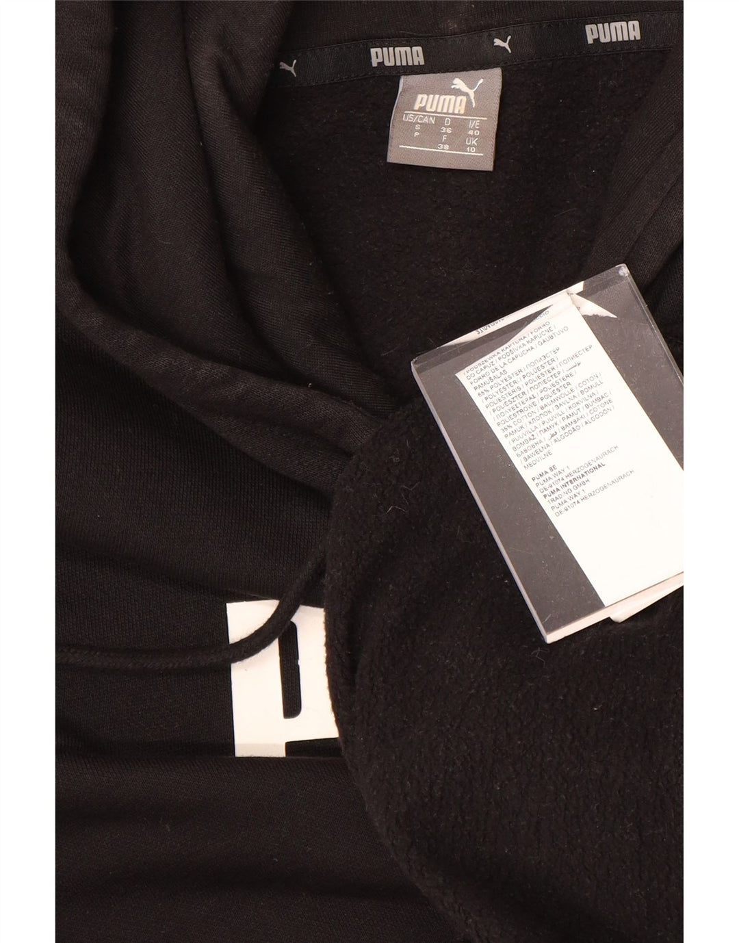 PUMA Ženska majica s kapuljačom s kapuljačom UK 10 Mali crni poliester