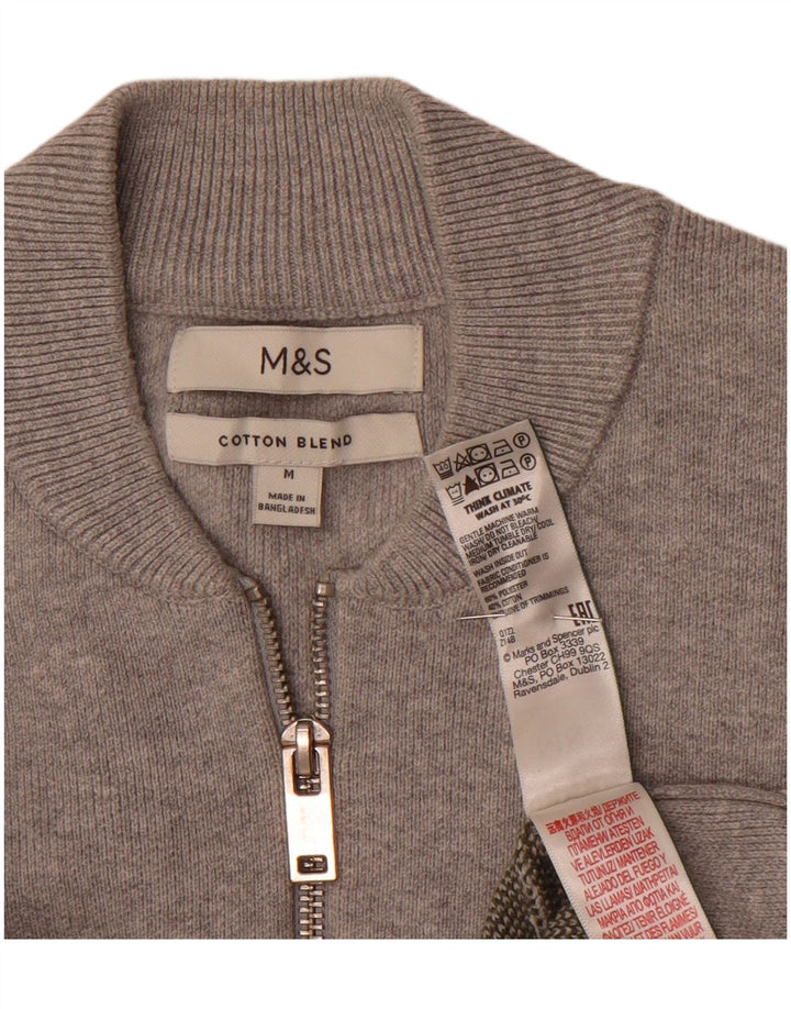 Marks & Spencer muški džemper s okruglim izrezom srednje sivi prugasti poliester