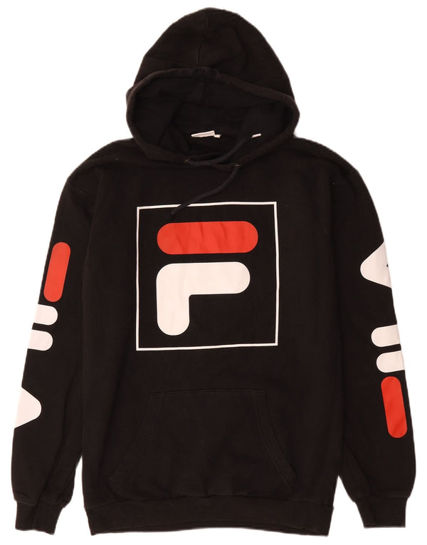Fila Mens Graphic Hoodie Jumper XS Black Cotton